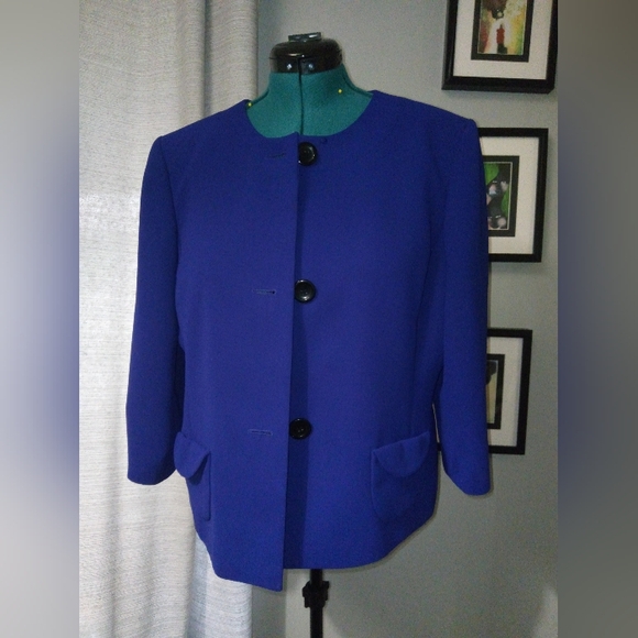 Jones Studio 3/4 Sleeve Blazer in Deep Purple Sz 16 - Picture 4 of 16